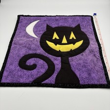Black Cat Wallhanging Quilted Halloween Spooky Decor Moon Black Yellow Dowrod