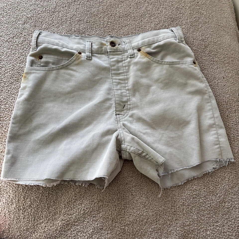 Pantalones Cortos De Colección Años 70 80 Gap Pioneer Pana Corte W 30 Gris Destruido Western Foto 4 de 4