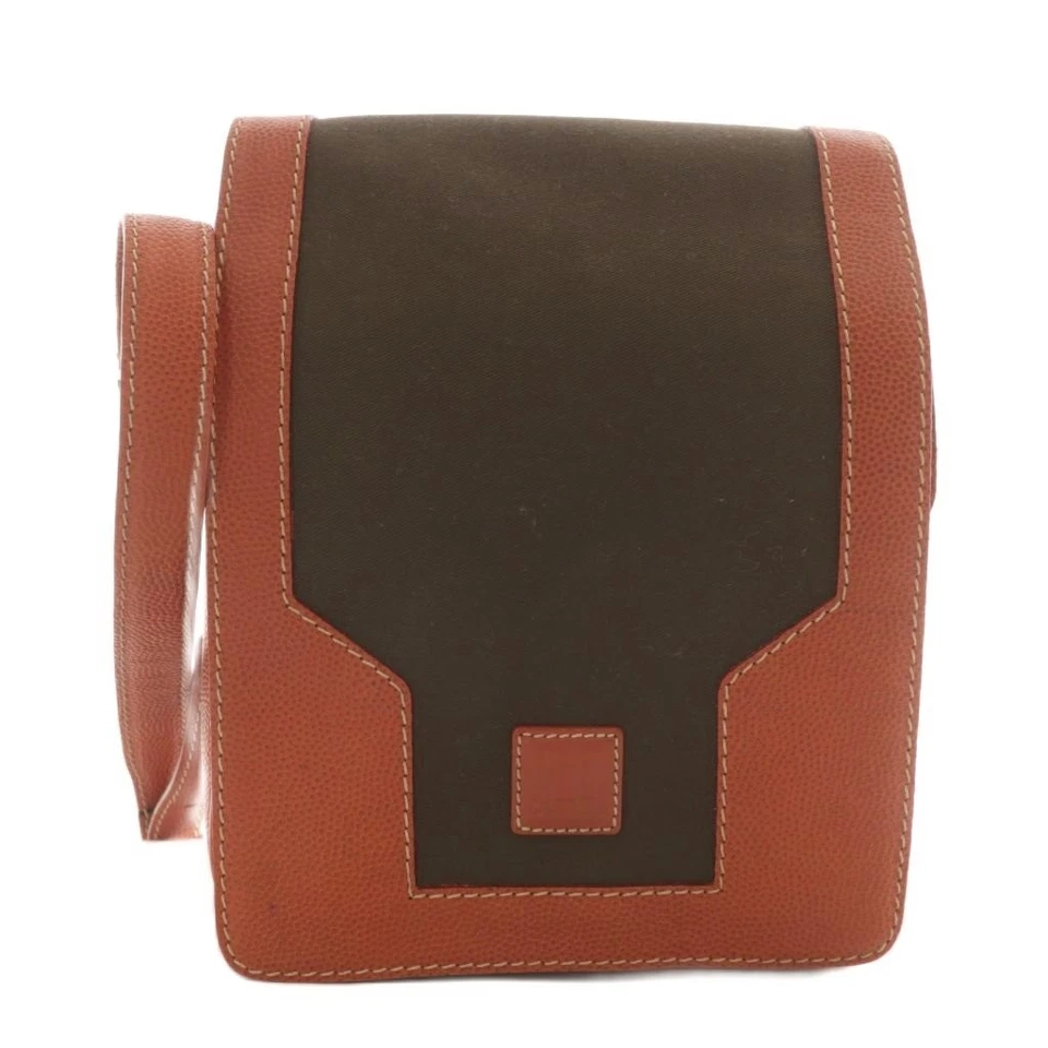Bolso de Hombro Dunhill Lona Cuero Logo Marrón Naranja XZ GY18 Hombres s de Japón Foto 2 de 4