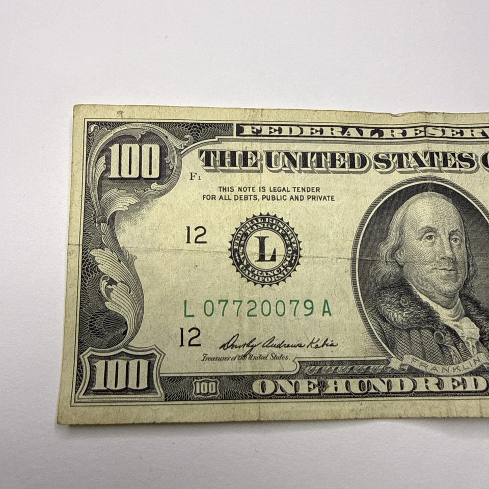 1969 Series A L07720079A $100 Dollar Bill Very Nice Clean Crisp Circulated - Image 3 of 4