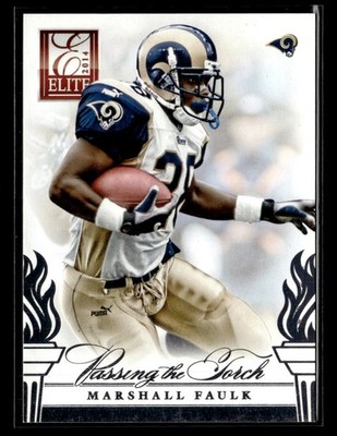 2014 Panini Elite #11 Marshall Faulk / Zac Stacy Passing the Torch Silver card