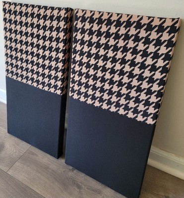 4  Sound Absorbing Acoustic Wall Panels Houndstooth TAN/ BLACK - SET of 4