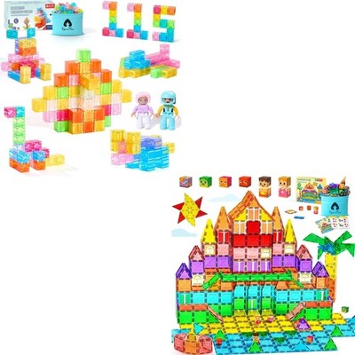 VigorFun Magnetic Tiles Building Toys Set for Kids Ages 3-5 4-8 (Classic) & M...