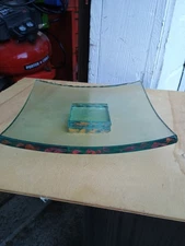 Annieglass Roman Slab Art Glass Signed 10" 24k Gold Markings