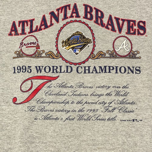 LEE Vtg Atlanta Braves 1995 World Series Champions Graphic Crewneck Sweatshirt L - Picture 4 of 10