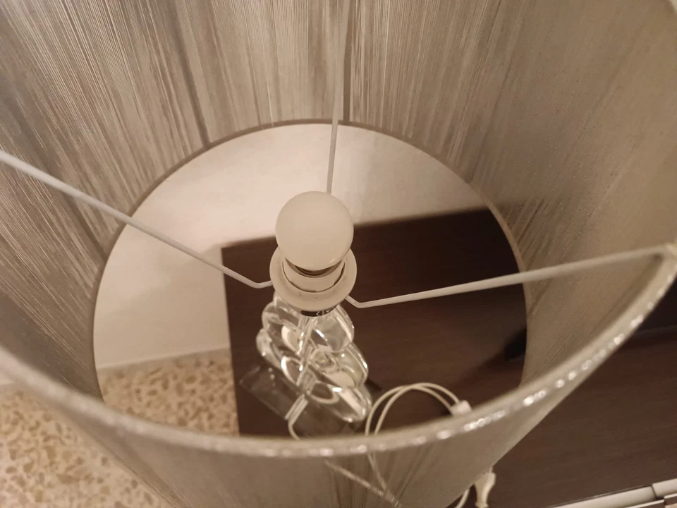 OTTAVIANI LAMPADA IN CRISTALLO GEMME ACCIAIO ARREDO DA TAVOLA TESSUTO - Immagine 3 di 4