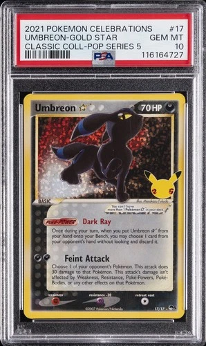 2021 POKEMON CELEBRATIONS CLASSIC COLLECTION #17 UMBREON-GOLD STAR PSA 10
