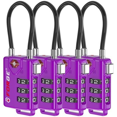 TSA Approved Luggage Locks, Re-settable Combination with Alloy Body (Dark Pur...