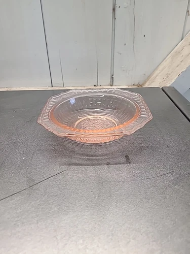 Pink Depression 1930 OPEN ROSE HOCKING GLASS 6”Vintage Serving Bowl