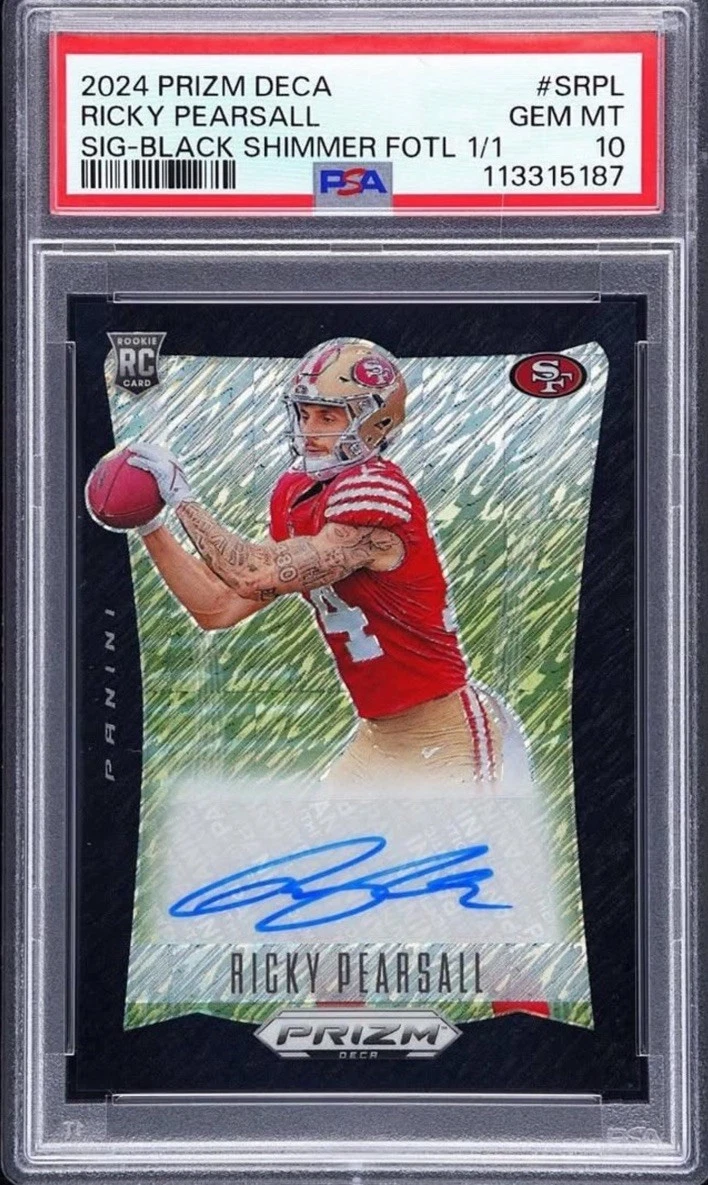 Ricky Pearsall Panini Prizm Deca Signatures #SRPL Black Shimmer Fotl 1/1