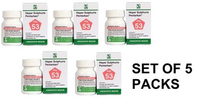 Hepar sulphuris Pentarkan Tablets   Pimples & Skin Support   Pack of 5 × 20 g