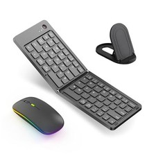 Wireless Bluetooth Keyboard  Mouse Combo, Foldable Mini Portable Typepad for