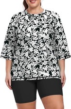 Inno 2 Piece Plus Size Rash Guard Women Short Sleeve Boyshorts UPF 50 Swimsuit