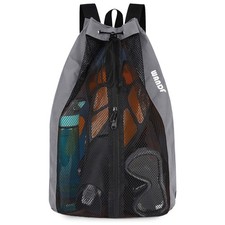 Swim Bag Mesh Drawstring Beach Backpack For Swimming Gym Workout Gear Tote
