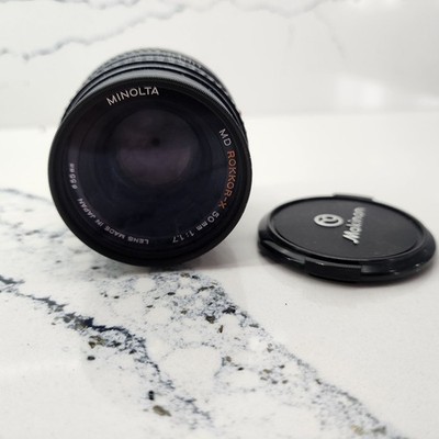 Minolta MD Rokkor-X 50mm f/1.7 Prime Manual Lens Caps Tested Working