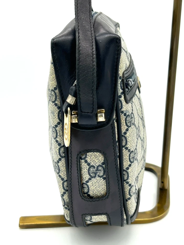 Auténtico bolso bandolera de cuero PVC Gucci GG Supreme vintage azul marino Foto 4 de 4