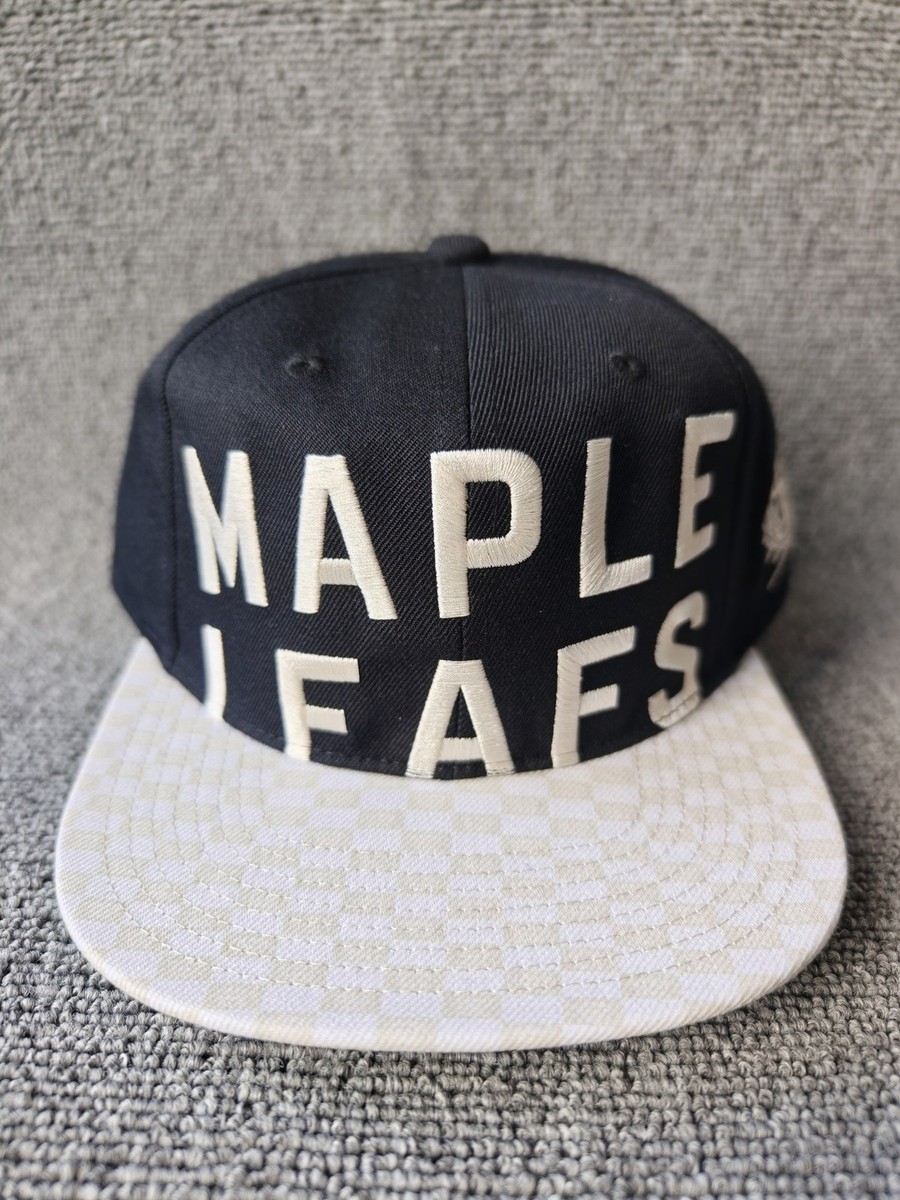 Mitchell & Ness Toronto Maple Leafs Snapback Hat Black White Patterned Brim NHL