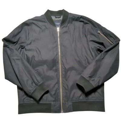 Abercrombie & Fitch Men XL MA-1 Bomber Flight Jacket Black Quilted Lined Zip