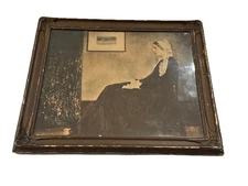 Antique Whistler's Mother Framed Print Old Wood Frame Under Glass Early 1900s
