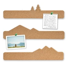 Mini Mountain Cork Board Strip, 3Packs Small Cork Boards for Wall, Moutains a...