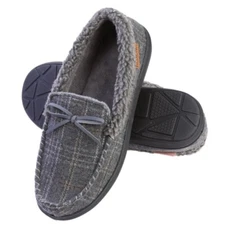 Mens Moccasins Slippers Grey Roxoni 1284G Size 11 Plush Lined House Shoes