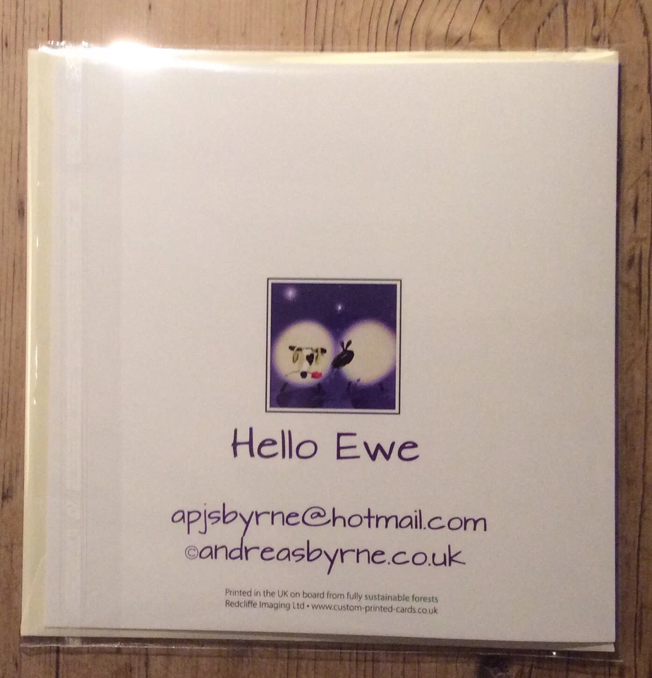 Valentines card. Hello Ewe. 6x6 inch square card. Blank inside - Image 3 of 3