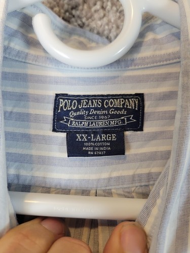 Polo Ralph Lauren abito camicia uomo XXL blu bianco righe bottoni - Foto 6 di 6