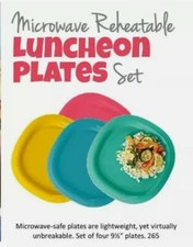 Tupperware 4pc Impressions 9.5 X9.5 Luncheon Plates NEW RAINBOW COLORS BPA FREE