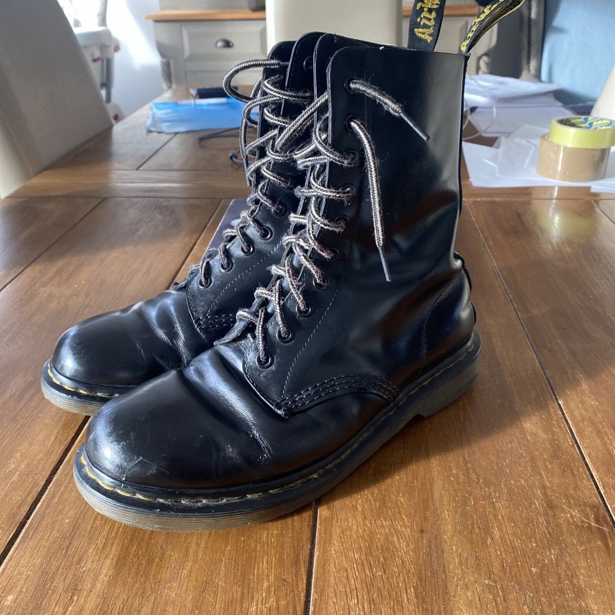 靴 Dr Martens Air Wair Made In England 26cm Dr Martens Airwair 10 Hole Boots Size 7 UK Black | eBay UK