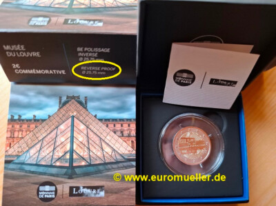 Frankreich 2 Euro Gedenkmünze  2025 Louvre PP Reverse original Box m. Zertifikat