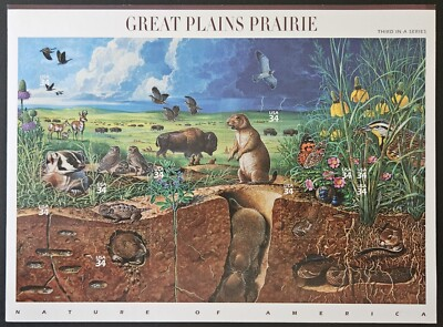 #ad US Scott # 3506 GREAT PLAINS PRAIRIE Sheet of 10 Stamps MNH 2001 $4.95