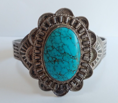 アクセサリー Vintage Indian Jewelry (Fred Harvey era) VINTAGE LARGE WRIST FRED HARVEY ERA NAVAJO INDIAN SILVER TURQUOISE