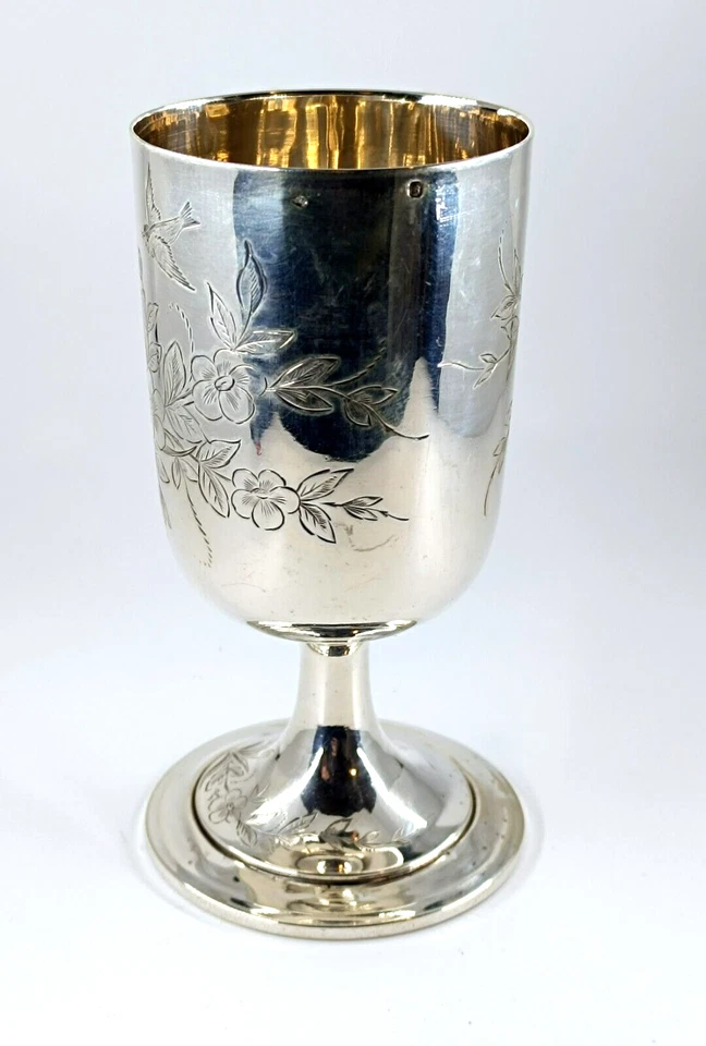 Coupe Calice Argent Massif Minerve Gravé Antique Silver French Wine Goblet Cup - Photo 3/4