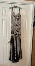 dress black embellished rhinestones silver Christmas wedding prom party small