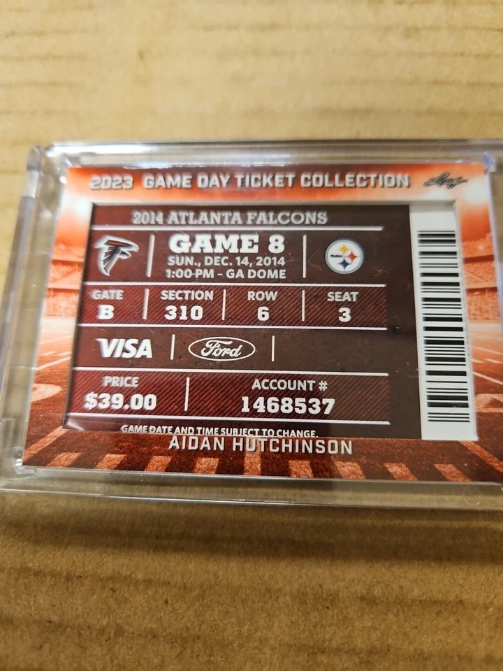 AIDAN HUTCHINSON *ERROR* 2023 NFL Leaf Game Day Ticket PIT Vs ATL *DIDNT PLAY* - Image 3 of 4