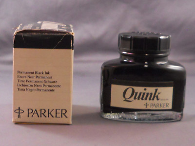 Parker Vintage Quink Bottled Ink-Permanent Black--NEW OLD STOCK--2 oz--UK
