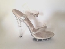 Ellie Clear Acrylic Jeweled Strap Heels Wedding Bride Club Dance Shoes 5