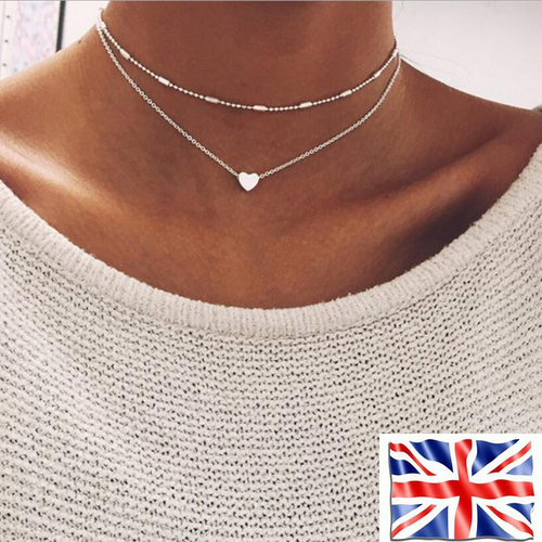 necklace double layer heart chain hot 