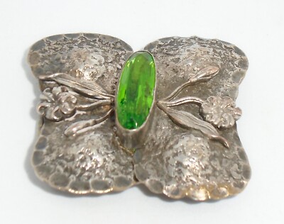 Antique belt & buckle semi precious stone green Sage Green Stone Belt Buckle: Engraved Silver Western Style  main image 4