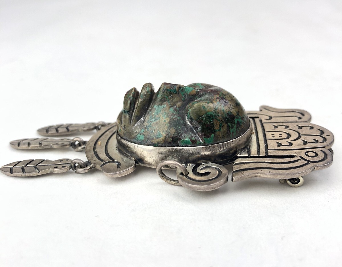 Broche Ou Pendentif TASCO Mexico En Argent 925 Et Pierre Dure - Bijou Vintage Occasion