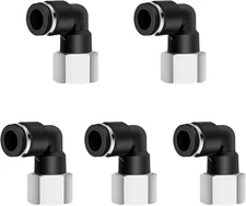 5PCS Pneumatic Female Elbow 1/4" Tube OD X 1/8" NPT Thread Push to Connect Air F