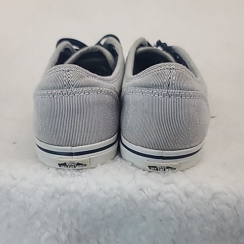 Vans Shoes Womens 6.5 Low top Blue White Stripe Canvas Skate Shoes Comfort - Picture 6 of 12