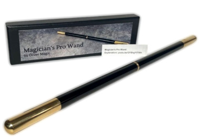 13.5'' MAGICIAN S PRO WAND by Oliver Magic Magnetic Trick Metal Black Gold Heavy
