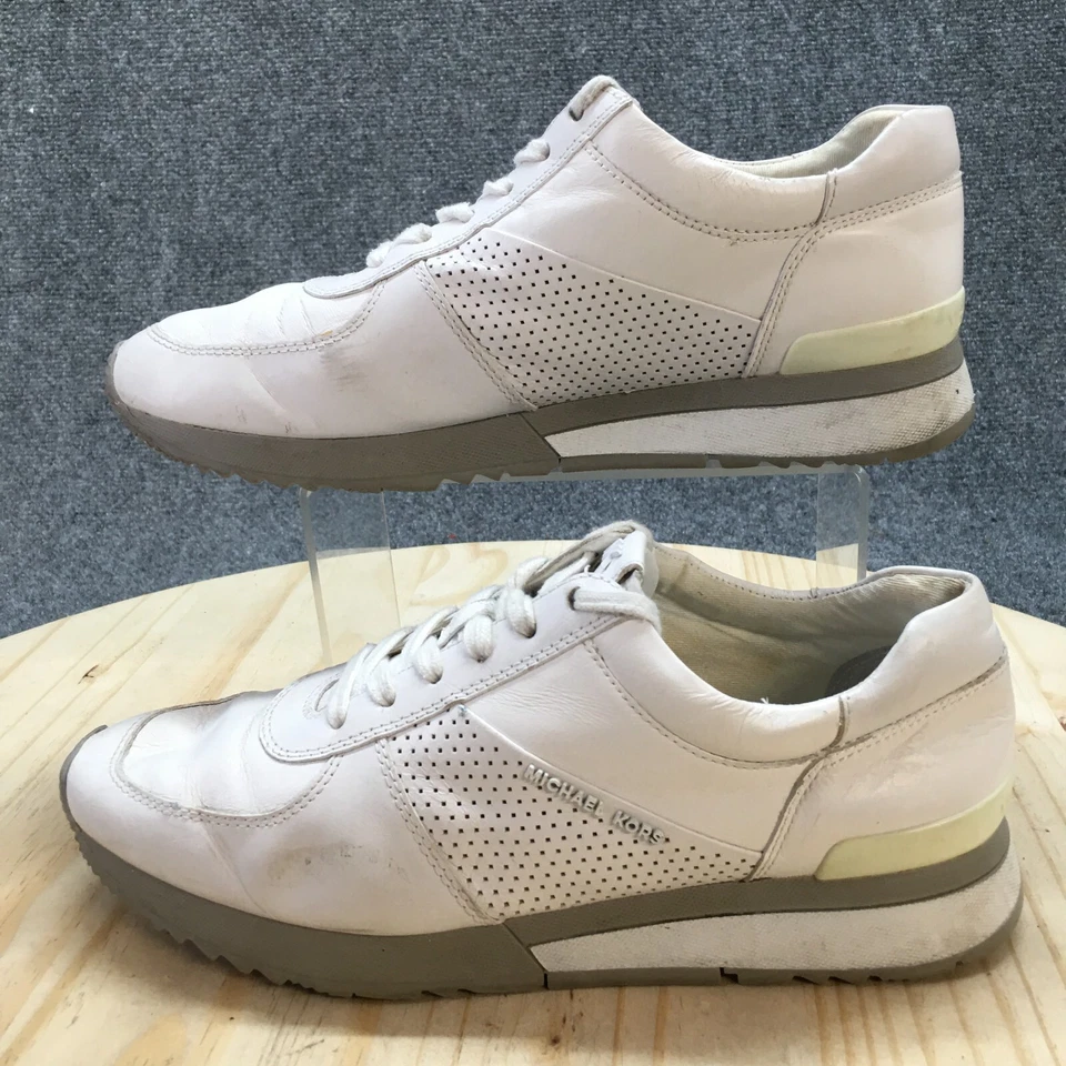 Tênis Michael Kors Feminino 10 M Couro Branco com Cadarço Parte Superior Baixa HL16A - Imagem 2 de 4