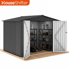 Weatherproof & Ventilated Outdoor Metal Tools Shed 8x6ft Garden Utility Storage