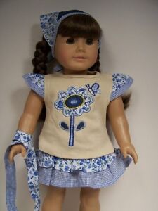 Debs BLUE Flower Shirt-Top BLUE Denim Jeans Doll Clothes For 18/" American Girl