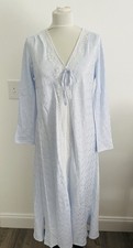 Oscar De La Renta Women Nightgown S Blue Satin Long Sleeves Kaftan Dress