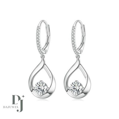 Moissanite Drop/Dangle Earrings Solid 14K White Gold 2.20 CT Round Cut For Her