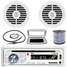 Pyle Single-DIN Bluetooth Marine CD Receiver W/Cover, 2x 5.25" 100W Max Speakers