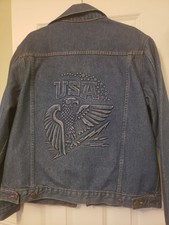 Vintage Imbossed USA Eagle Jean Jacket Size Medium Made In USA